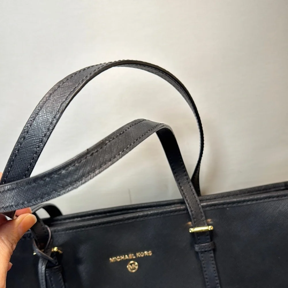 Michael Kors Black Saffiano Leather Tote with Gold Hardware